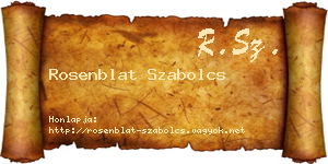 Rosenblat Szabolcs névjegykártya